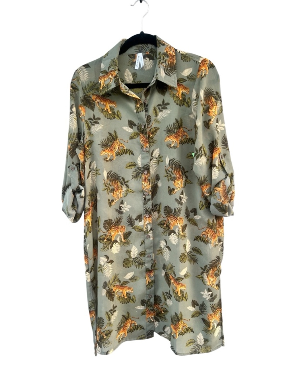 Live 4 Truth Women’s Button-Up Tiger Print Tunic Shirt/Dress - Sz. M
